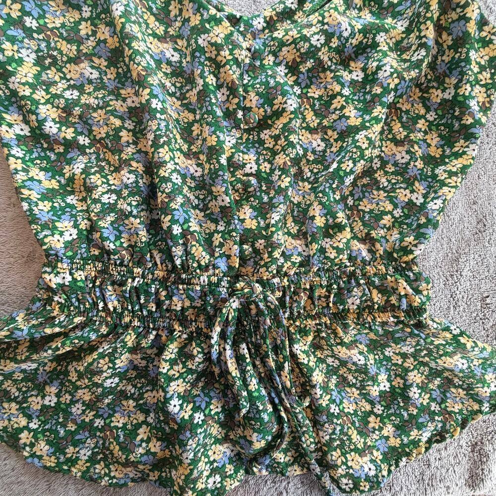 Sienna Sky Green Floral Peplum Tank Top Cropped Spring Summer Night Out - Picture 5 of 7